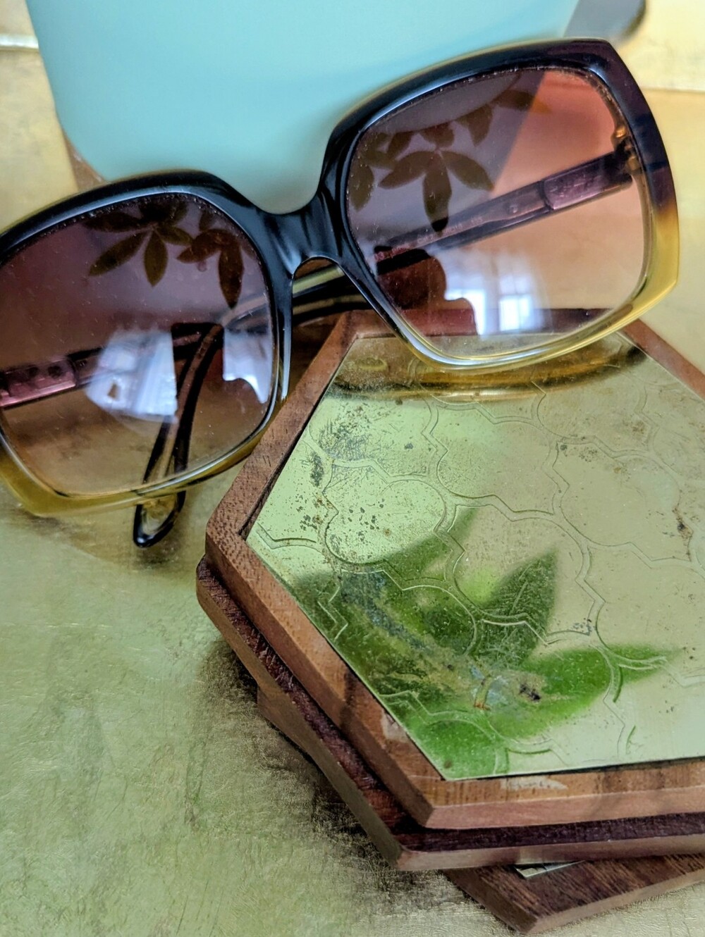 Paul & Joe Gradient Brown and Gold Oversized Vintage Sunglasses